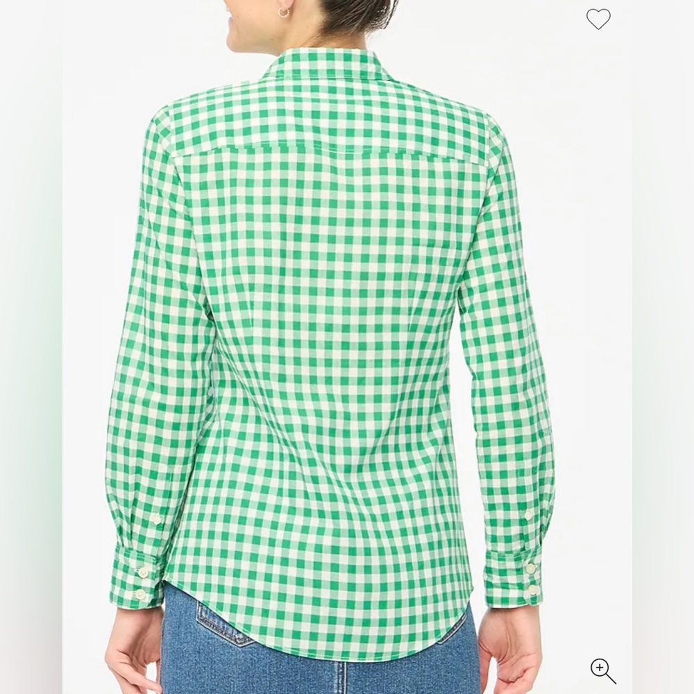 NWT J. Crew Factory Green Gingham Button-Down Shirt SZ: XSP - Picture 2 of 4
